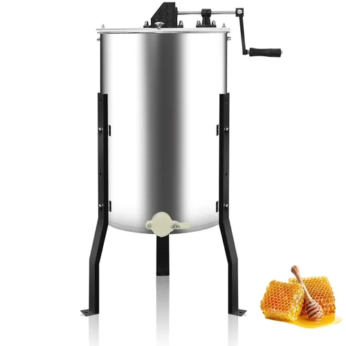 Extractor manual de miel, 3 marcos con mango ergonómico, duradero y fácil de limpiar, equipo separador de miel de acero inoxidable de grado
