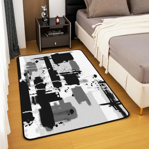 Miniatura 4 de Feelyou Tapete de interior de arte abstracto para niños y niñas, alfombra geométrica de 3 x 5 pulgadas, ultra suave, retro, circular, geométrica