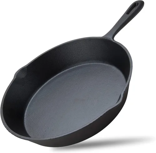 Miniatura 9 de Alpine Cuisine Sartén de hierro fundido pre-sazonado de 10 pulgadas, sartén de hierro fundido negro, sartenes de cocina duraderas y resistentes