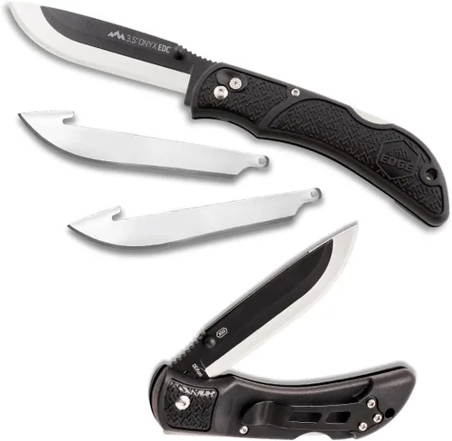 Miniatura 12 de OUTDOOR EDGE RAZOR VX3 ONYX PRO - Cuchillo de apertura manual con hoja reemplazable EDC cuchillo de bolsillo plegable - Hoja de 3 pulgadas, Onyx Pro