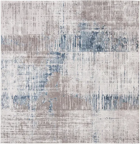 Miniatura 3 de SAFAVIEH Craft Collection - Alfombra cuadrada de 6 pies 7 pulgadas, gris y azul, diseño abstracto moderno, no desprende pelusa y de fácil cuidado