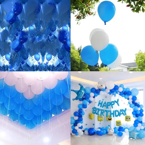 Miniatura 5 de 100 globos de látex azul de 12 pulgadas, grandes, gruesos, grandes, redondos, biodegradables, a granel, helio, gas o aire, inflados para cumpleaños