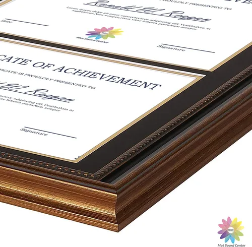 Miniatura 5 de Marco de certificado de 14 x 20 pulgadas con capacidad para 2 marcos de diploma de 8.5 x 11, vidrio real, oro/negro