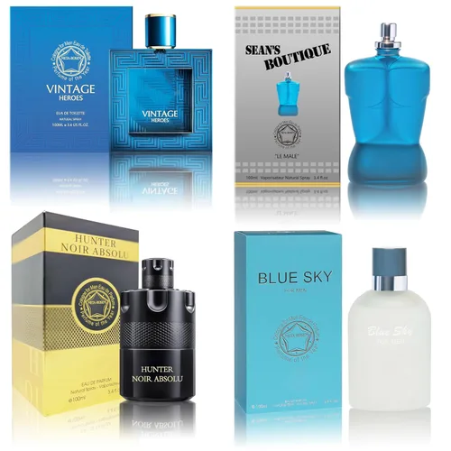 Miniatura 22 de Set de colonia para hombre, EDP, pack de 4 (3.4 oz / 100 mL), Amazing Code Gold, Verse Adonis Blue, AzuraAD, Invincible, Office Clean & Confident