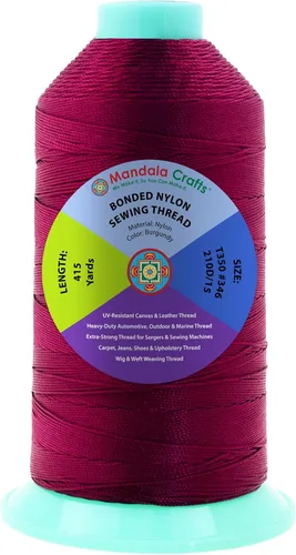 Miniatura 65 de Mandala Crafts - Hilo de nailon para coser cuero, tapicería, mezclilla y para trenzar el pelo; resistente, 1500 yardas, tamaño 69 T70 Marrón