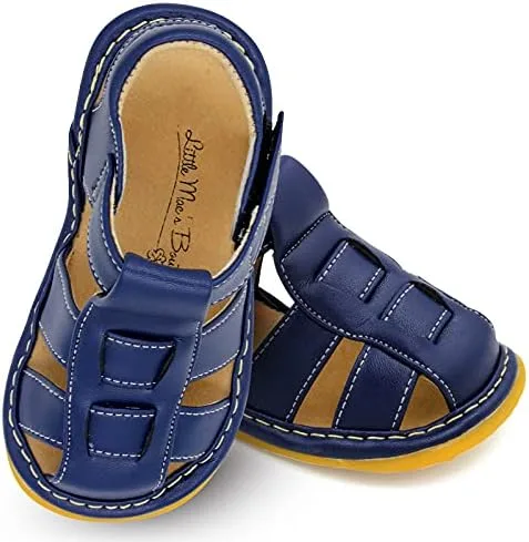 Zapatos con para bebé de Little Mae's Boutique, color marrón, negro o azul marino, sandalias cerradas, zapatos ideales para caminar para bebés,