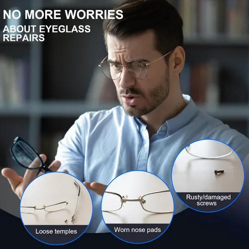 Miniatura 2 de STREBITO Kit de reparación de gafas, kit todo en uno para reparación de gafas con 16 tamaños de tornillos, 12 pares de almohadillas para la nariz