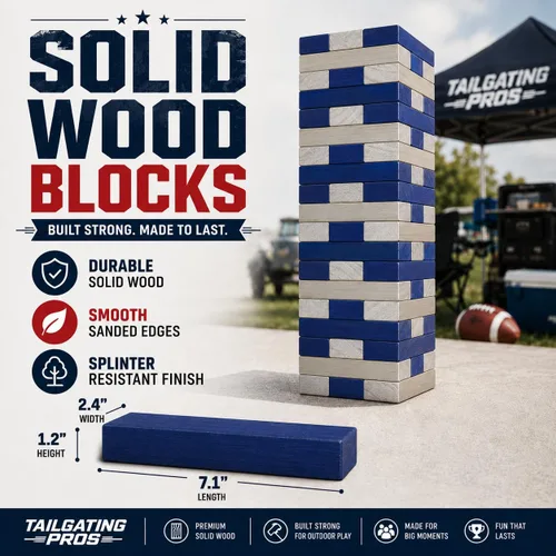 Miniatura 4 de Tailgating Pros Maderas Gigantes Premium que se Derrumban con Estuche de Transporte – ¡Elige los Colores de tu Equipo! Juego Gigante para Patio al