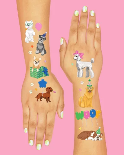 Miniatura 4 de xo, Fetti Tatuajes temporales para perros - 52 estilos de purpurina Suministros de cumpleaños de animales, recuerdos de fiesta para amantes