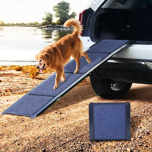 Miniatura 10 de DoCred Rampa para perros para automóvil, escalones plegables para perros con superficie antideslizante, escaleras para perros para automóviles