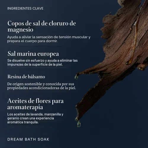 Miniatura 6 de Oak Essentials Dream Bath Soak, sales de baño de magnesio con sal marina europea, aceites de lavanda, manzanilla y geranio, remojo restaurador