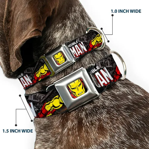 Miniatura 2 de buckle-down 9 – 15" "ima-iron Hombre Face Rojo/Amarillo" Perro Collar