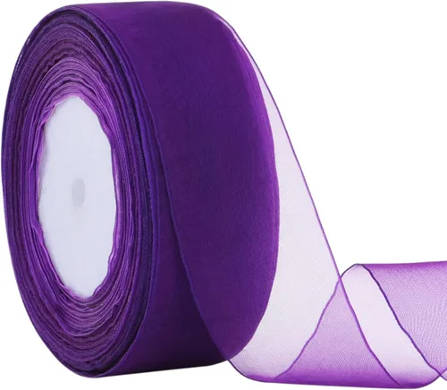 Miniatura 12 de Hapeper Cinta de organza transparente de 1-1/2 pulgadas, 50 yardas/rollo (Azul Lago)