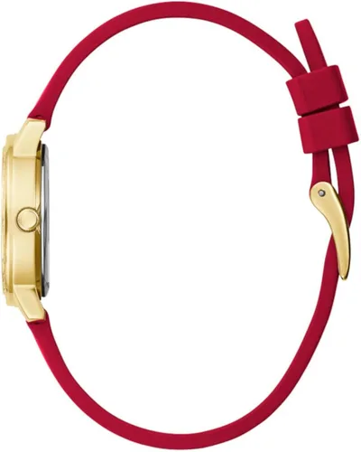 Miniatura 7 de GUESS Reloj para mujer de 0.984in, correa roja, esfera blanca, caja dorada, Rojo