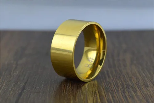 Miniatura 5 de Fashion Month Anillo de acero inoxidable de 0.394in de ancho para hombre y mujer, color plateado, oro rosa de 18 quilates, banda grande y pulida