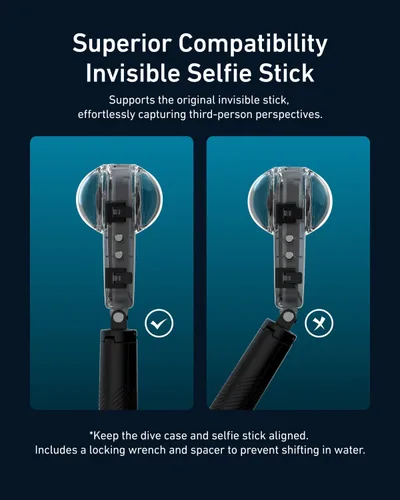 Miniatura 7 de TELESIN Insta 360 X4 - Funda de buceo invisible, 164.0 ft/164 pies, impermeable, carcasa protectora para buceo subacuático, carcasa para Insta 360