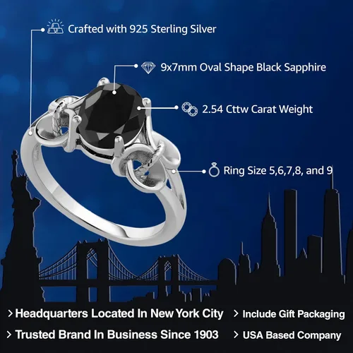 Miniatura 121 de Gem Stone King Anillo de compromiso ovalado con piedra natal para mujer, plata de ley 925, ovalado de 0.354 x 0.276 in, anillo de compromiso