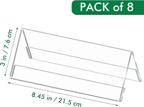 Miniatura 6 de Kamehame Placa de identificación para escritorio, paquete de 8 unidades de 8.45 x 3 pulgadas, acrílico transparente para tienda de campaña