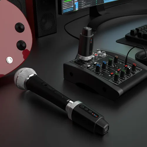 Miniatura 9 de EBJ Transmisor Receptor de Micrófono Inalámbrico 2.4Ghz, Sistema Inalámbrico de Micrófono XLR, Adaptador de Micrófono Inalámbrico Recargable