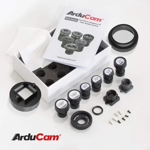 Miniatura 2 de Arducam Kit de lentes M12 para cámara Raspberry Pi HQ (tipo 1/2.3), telefoto de 20 a 180 grados, gran angular, lentes ojo de pez con adaptador M12 a
