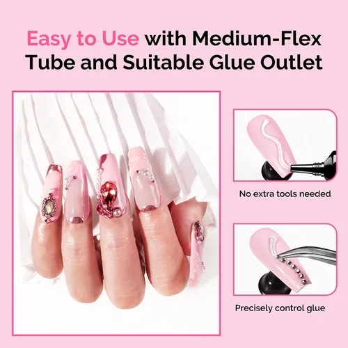 Miniatura 4 de MelodySusie Juego de Pegamento de Pedrería para Uñas, Diseño de Arte de Uñas en Gel 3D Pegamento Adhesivo Fuerte para Gemas de Uñas para Dijes Gemas