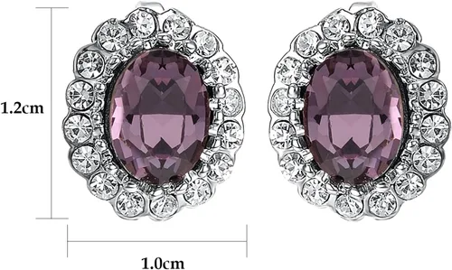 Miniatura 8 de Yoursfs Austria - Aretes de clip de cristal para mujer, chapados en oro de 18 quilates, joyería de moda con halo de circonita cúbica, aretes sin
