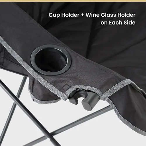 Miniatura 5 de ARROWHEAD OUTDOOR Silla de camping plegable portátil doble Duo con 2 tazas y soporte para copas de vino, bolsa de transporte, soporta hasta 650