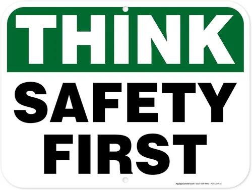 Miniatura 19 de Think Safety First Sign, 24 x 30 pulgadas, HDPE de 55 mil de grosor (polietileno de alta densidad), fabricado en Estados Unidos por My Sign Center