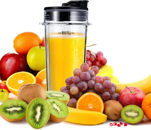 Miniatura 7 de Piezas de repuesto para licuadora compatibles con Nutri Ninja, cuchilla extractora de 5 aletas, 2 vasos de 16 onzas con tapas para llevar, 3