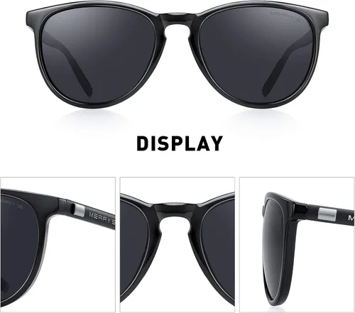Miniatura 3 de MERRYS Polarized Sunglasses for Women Men Vintage Retro Classic Round Frame Aluminum Legs S8288