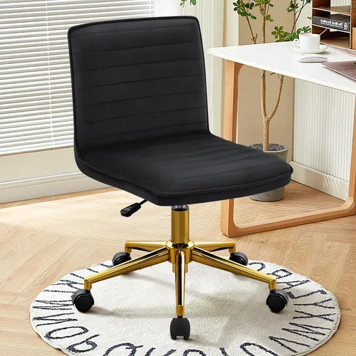 Furniliving Silla de Escritorio para Oficina en Casa, Silla de Tocador sin Brazos con Ruedas de Terciopelo Suave Altura Ajustable, Cómodas Sillas