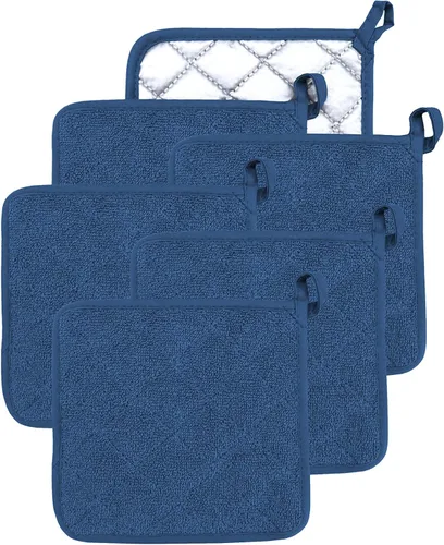 Soporte para ollas de horno de algodón resistente al calor, agarradera de tela de toalla para cocina, guantes de horno para cocinar, cuadrado, 7 x 7