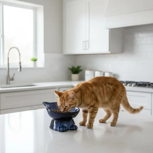 Miniatura 7 de Nihow Cuencos elevados inclinados para gatos: cuenco elevado de cerámica de 5 pulgadas para proteger la columna vertebral de las mascotas, apto