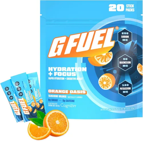 Miniatura 10 de G Fuel Electrolitos en polvo para hidratación y concentración instantáneas Paquete variado de electrolitos sin azúcar de limón, naranja