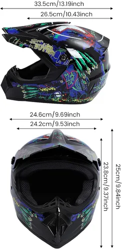 Miniatura 5 de Guantes para niños, lentes para motociclista y casco para manejar fuera de pista, para niños, para motocross, aprobados por el DOT, para carreras, M