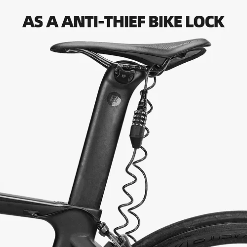 Miniatura 5 de ROCKBROS Candado para casco de motocicleta, bloqueo de cable de bicicleta, combinación ligera, pequeña cerradura de rueda de bicicleta reajustable