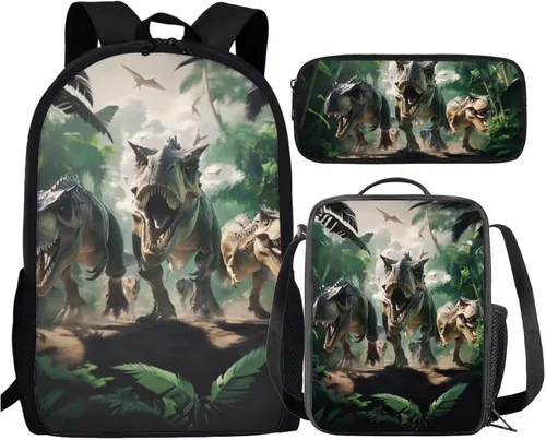 Miniatura 38 de HUGS IDEA Juego de 3 bolsas escolares con aislamiento térmico para el almuerzo, estuche para lápices