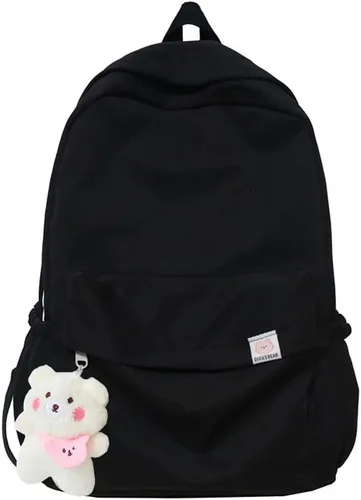 Miniatura 11 de Eagerrich Mochila Estética Mochila Bonita Útiles Escolares Bolsa para Laptop para Adolescentes Niñas Mujeres Estudiantes Color Sólido, Azul
