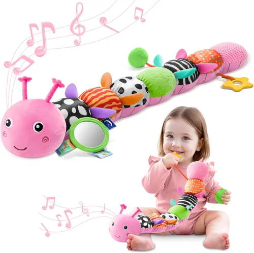 Miniatura 11 de AWOTOY Juguetes para bebés de 0 a 12 meses, juguetes de peluche musicales con actividad sensorial suave, con arrugas, sonajero y texturas, juguetes