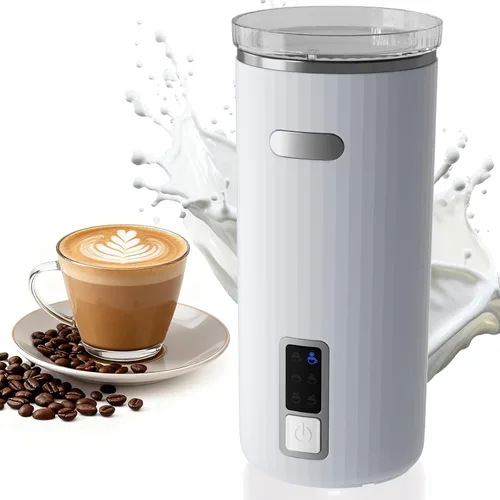 Miniatura 8 de Kndko Espumador de leche eléctrico, espumador de leche y vaporizador 6 en 1, máquina automática de espuma fría y cálida y calentador de leche