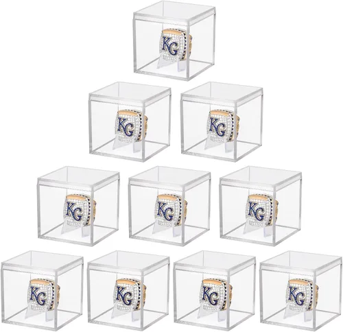 Miniatura 29 de Hooqict Paquete de 4 Estuche de Exhibición de Sóftbol de Acrílico Estuche de Exhibición de Sóftbol Transparente Soporte Protegido contra UV Estuche