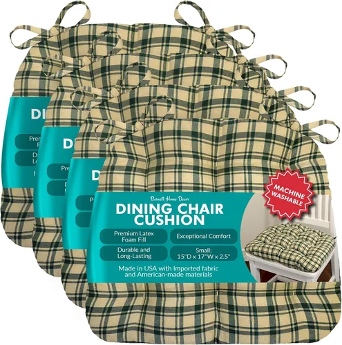 Miniatura 12 de Barnett Almohadilla para silla de comedor con lazos. Gamuza microfibra, microgamuza, reversible, relleno de espuma de látex, se puede lavar a Negro