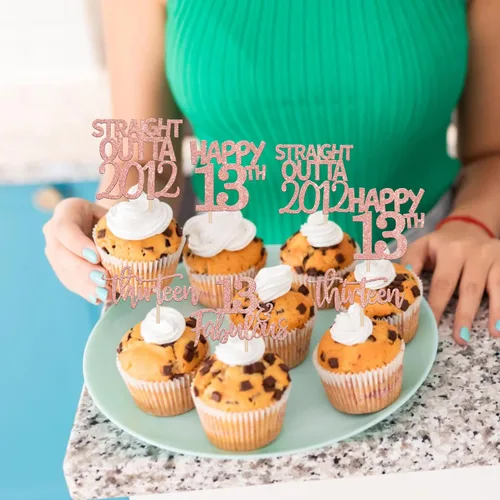 Miniatura 7 de Paquete de 24 adornos para cupcakes Straight Outta 2012 Happy 13th Birthday Thireen Awesome Since 2012, 13 fabulosas decoraciones para tartas