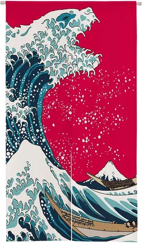 Miniatura 16 de Ofat Home Cortina Japonesa Noren para Entrada Tapiz, Artística La Obra Maestra Flor de Albaricoque Almendra Cocina Dormitorio Baño Divisor de Puerta