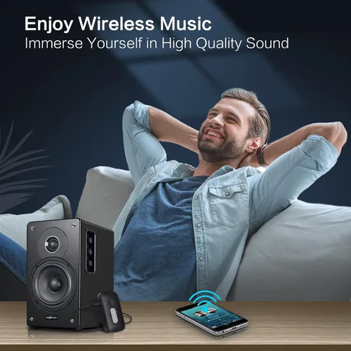 Miniatura 7 de SIMOLIO Receptor Bluetooth para automóvil, batería de 35 horas, control de volumen, cancelación de ruido, adaptador Bluetooth AUX Bluetooth