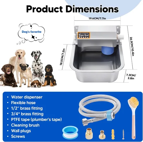 Miniatura 3 de Dispensador automático de agua para perros, dispensador de agua para perros de 3 L, alimentador de agua de acero inoxidable para interiores