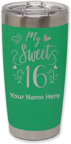 Miniatura 37 de LaserGram Taza aislada al vacío de 20 onzas, My Sweet 16, grabado personalizado incluido (gris)