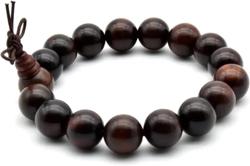 Miniatura 15 de Zen Dear Brazalete y collar de meditación Mala, para cultura budista y oración busita, cuentas de Buddha, unisex, palisandro natural