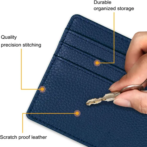 Miniatura 10 de Fintie Billetera delgada y minimalista para bolsillo frontal, con bloqueo RFID, tarjetero y ventana de identificación, para hombre o mujer