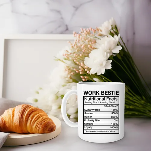 Miniatura 3 de Taza de café Work Bestie, compañero de trabajo de apoyo emocional, tazas divertidas para compañeros de trabajo, regalos de amistad en el trabajo